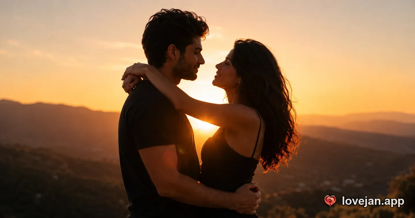 A Persian couple together on the Southern California hills at golden hour
